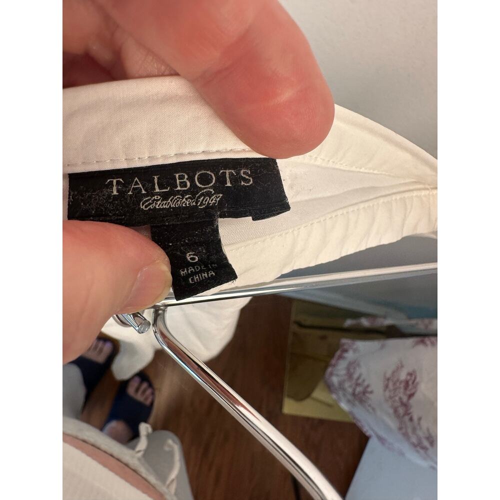 Talbots Women's white A-line skirt pleated eyelet embroidery cotton Size 6 - Picture 6 of 6